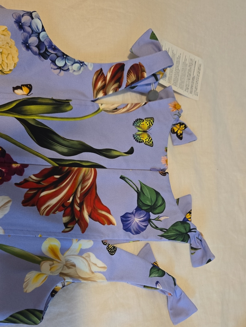 Oscar De La Renta Floral Tie-Shoulder Shift Dress in Lavender - Picture 11 of 11